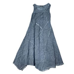 Sea Glass Lane Navy Blue Linen Blend Slvls Maxi Dress S Scoop Neck Lightweight